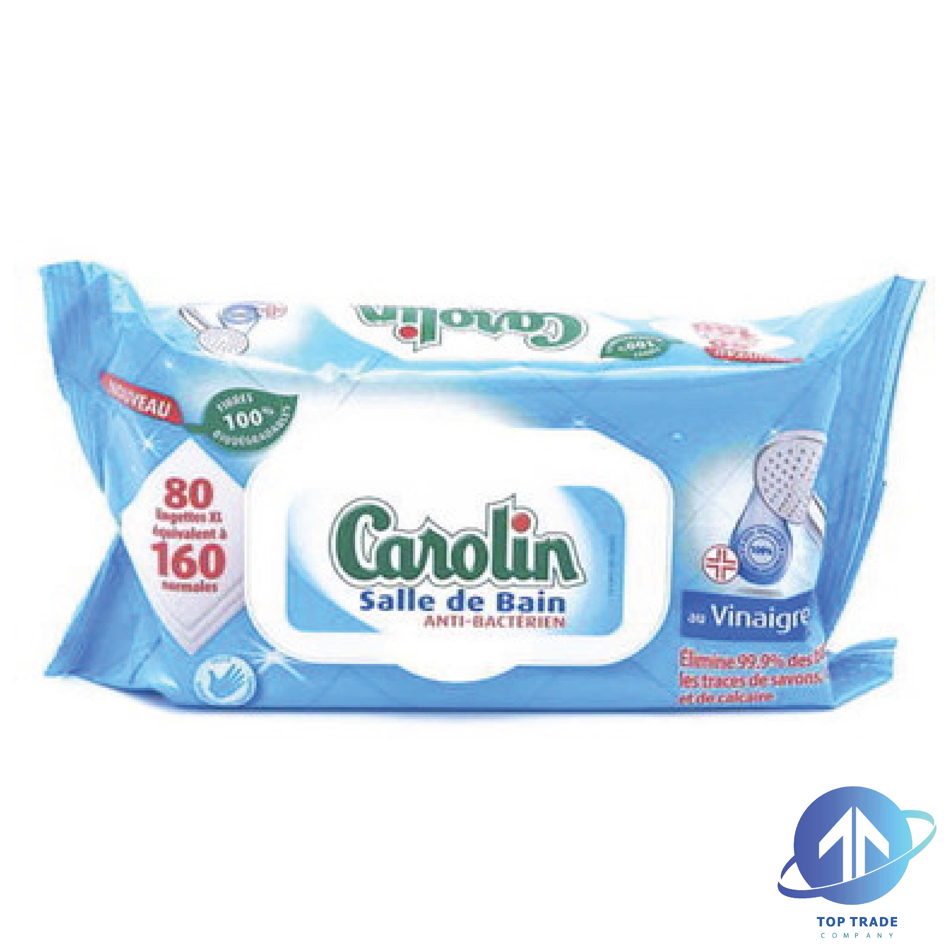 Carolin lingettes multi-surfaces salle de bain 80 lingettes anti-bactérien